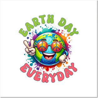 Earth Day Everyday Peace sign glasses Girl Environment Posters and Art